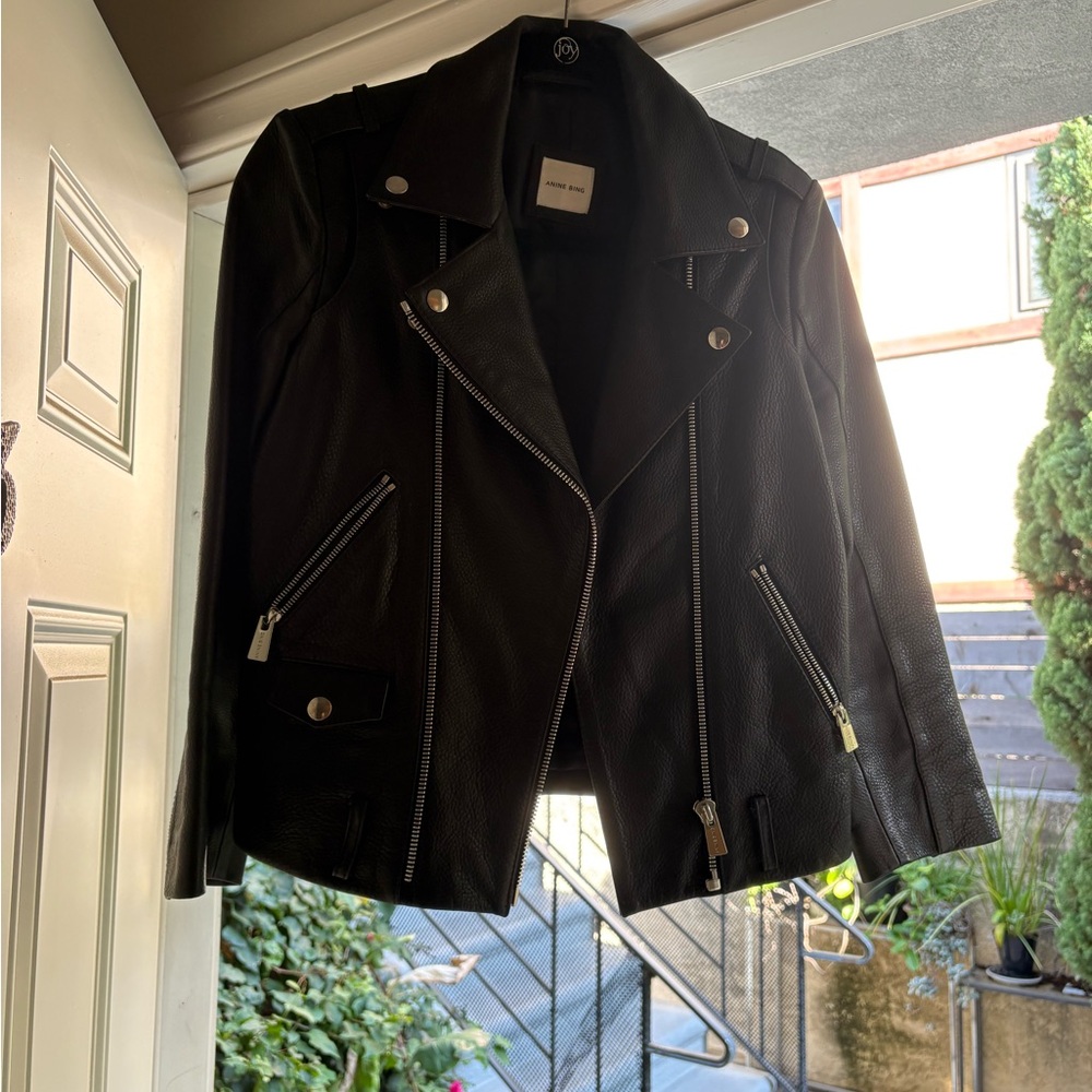 Anine Bing black pebbled leather jacket. Amazing condition, rarely worn.